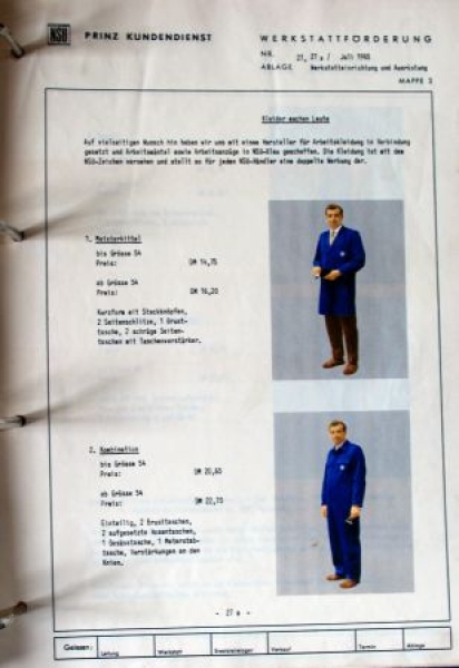 NSU Motorenwerke "Werkstatt-Foerderung" 1964 Advertising-File Factorydesign (6297)